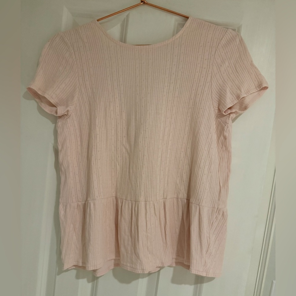 Sezane, 100% cotton, rose pink, t-shirt, low back, size S